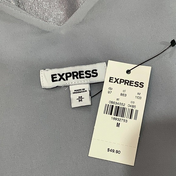 NWT Express Silver Sleeveless Evening Cami Top sz M Metallic Grey - Picture 6 of 6
